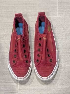Blowfish Malibu Red Canvas Distressed Slip On Sneakers Women's 7.5
